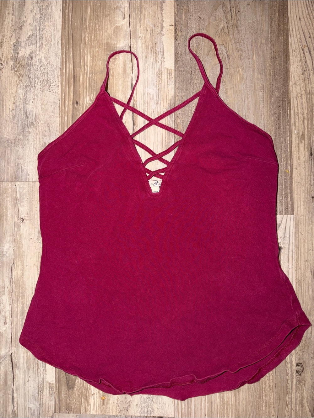 Express Women’s Burgundy Wine Lace Up Criss Cross Strappy Camisole Tank Top-Med